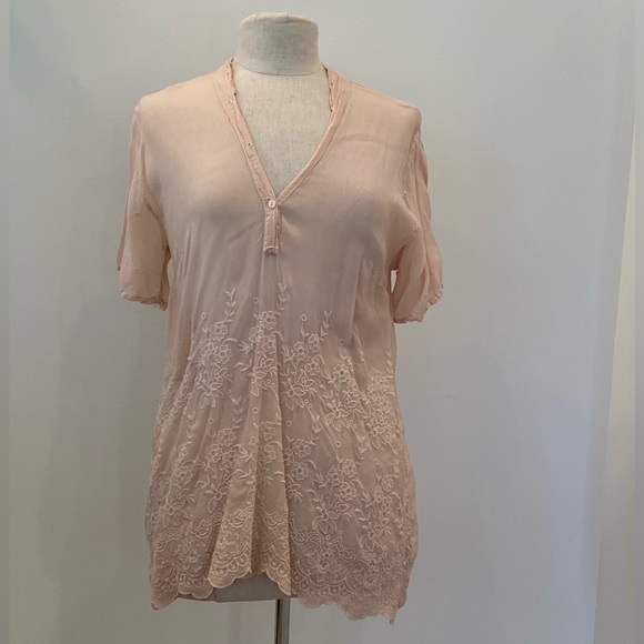 Johnny Was Womens Short Sleeve Melon Tunic w Tonal Embroidery/ Size M - Picture 3 of 10